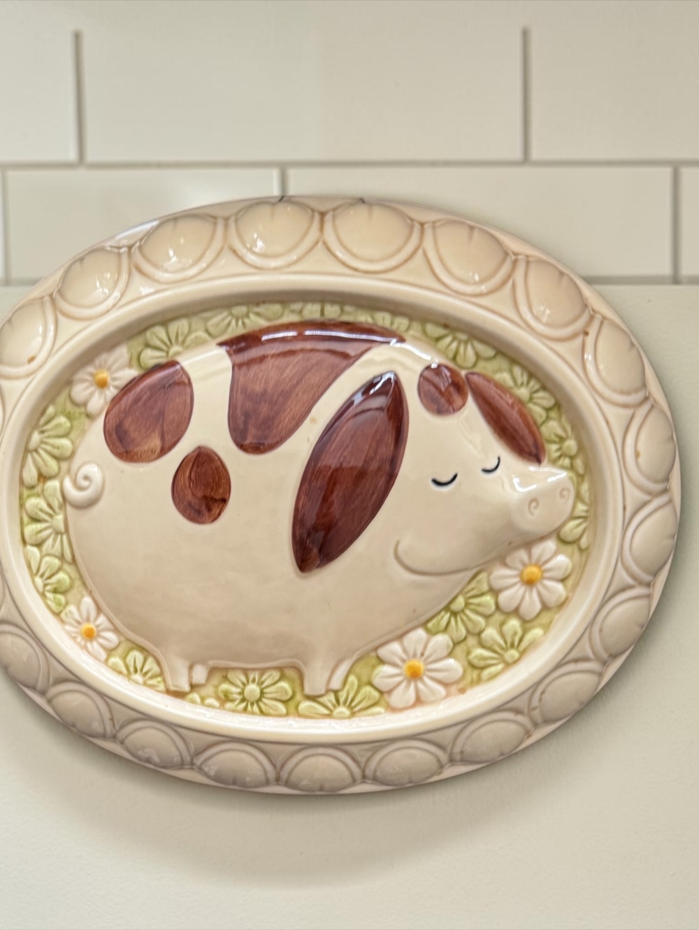 Vintage McCoy Pottery Pig Wall Plaque 1960s Mid-Century Ceramic